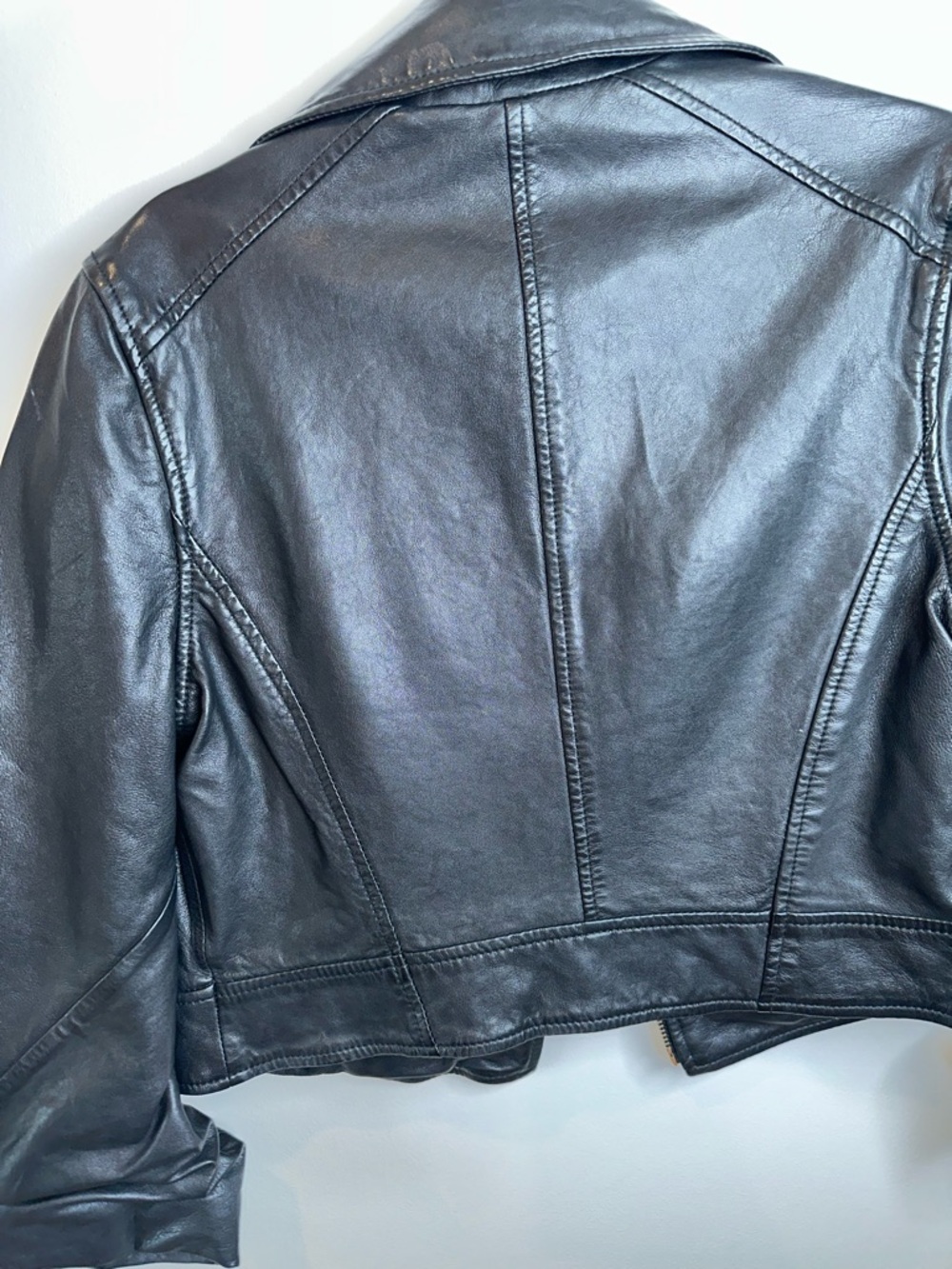 Lamarque Black Leather Moto Jacket with Zip Details 100% lamb leather - Picture 12 of 14
